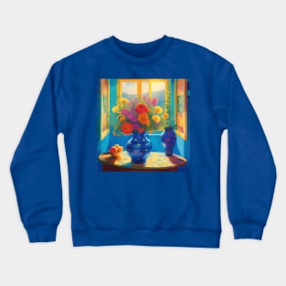 Bright Flowers in a Sunny Window Crewneck Sweatshirt